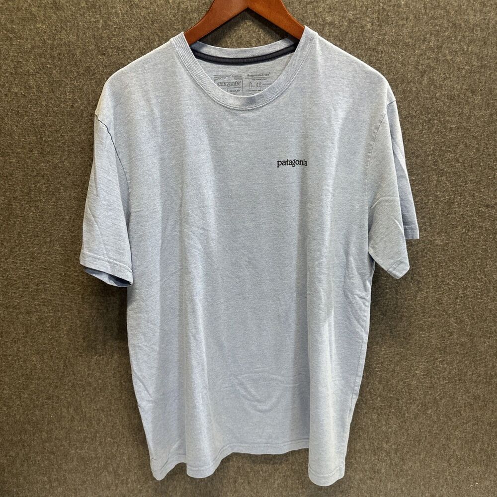 Patagonia Responsibili-Tee Men’s Large Regular Light Blue Cotton Cotton Blend